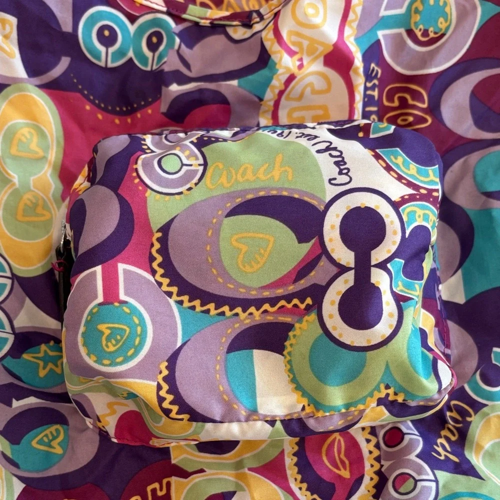 COACH poppy Glam Colorful Patterned Women's Bag Packable - Picture 7 of 7